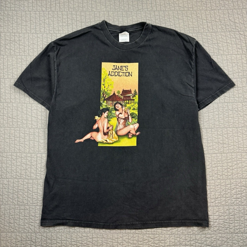 Vintage Jane's Addiction T Shirt Men XL Black Jubilee Tour 2001‎ Geisha Girls